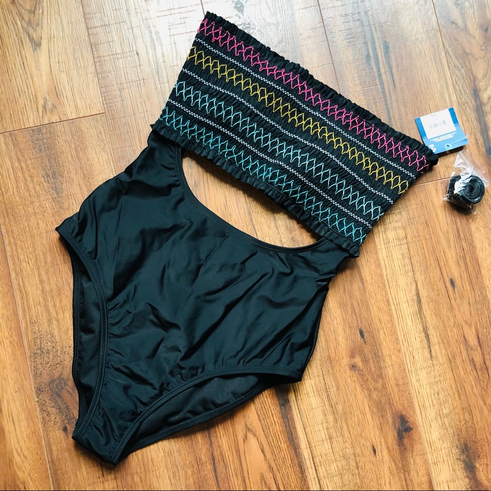 Arizona-Smocked One Piece Swimsuit- Large